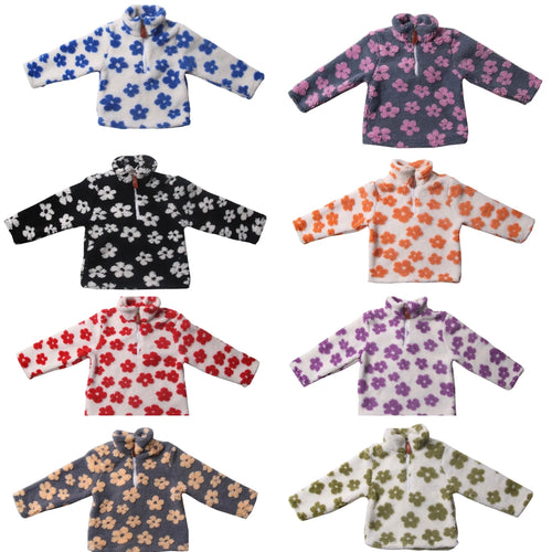 PREORDER ADULT Sherpa Half Zip DAISIES