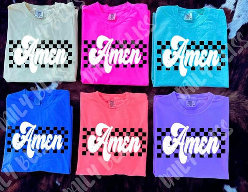 PREORDER Amen Check  Neon Comfort Color Tee